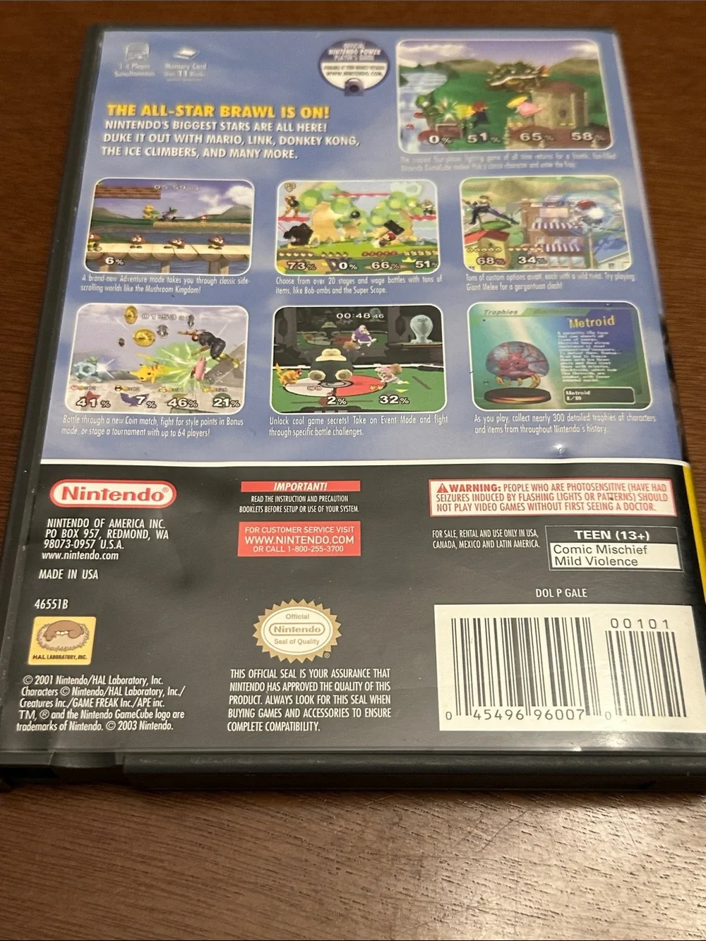 Nintendo GameCube Super Smash Bros. Melee Complete Case Manual & Game